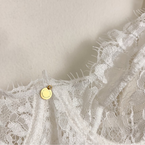 Gooseberry Intimates White Venice Balcony Bra & Full on Glam Demi Bra Lace Sz S - Picture 5 of 10
